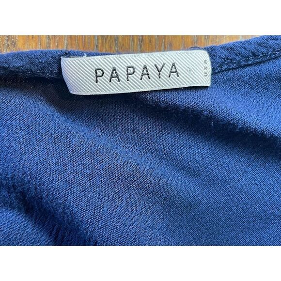 Papaya Blue Slotted Shoulder Blouse L - Picture 4 of 4